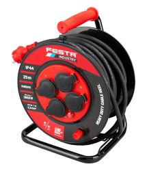 Predlovac kbel na bubne 25 m, 4 zsuvky, guma-neoprn, IP44, 230 V, 2,5 mm2