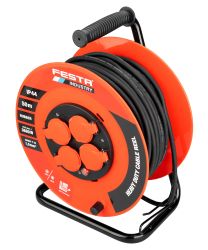 Predlovac kbel na bubne 50 m, 4 zsuvky, guma, IP44, 230 V, 1,5 mm2